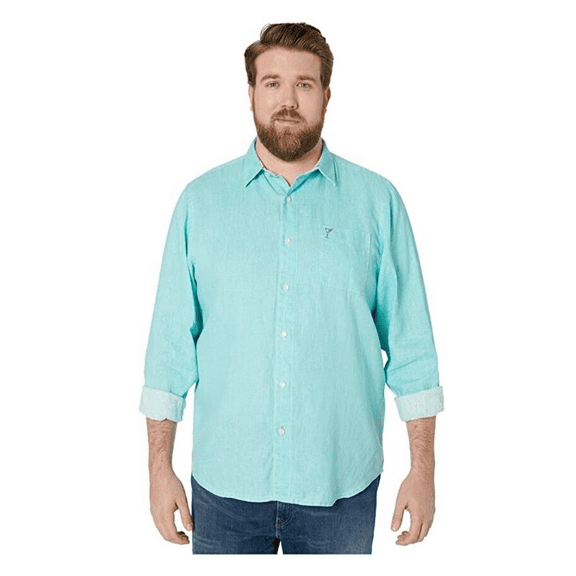 $125 Tommy Bahama Breezer Martini Hour L/S Linen Shirt in Lawn Chair, 2XLB/2TGG