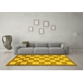 thumbnail image 3 of Ahgly Company Machine Washable Indoor Rectangle Checkered Yellow Modern Area Rugs, 2' x 3', 3 of 4