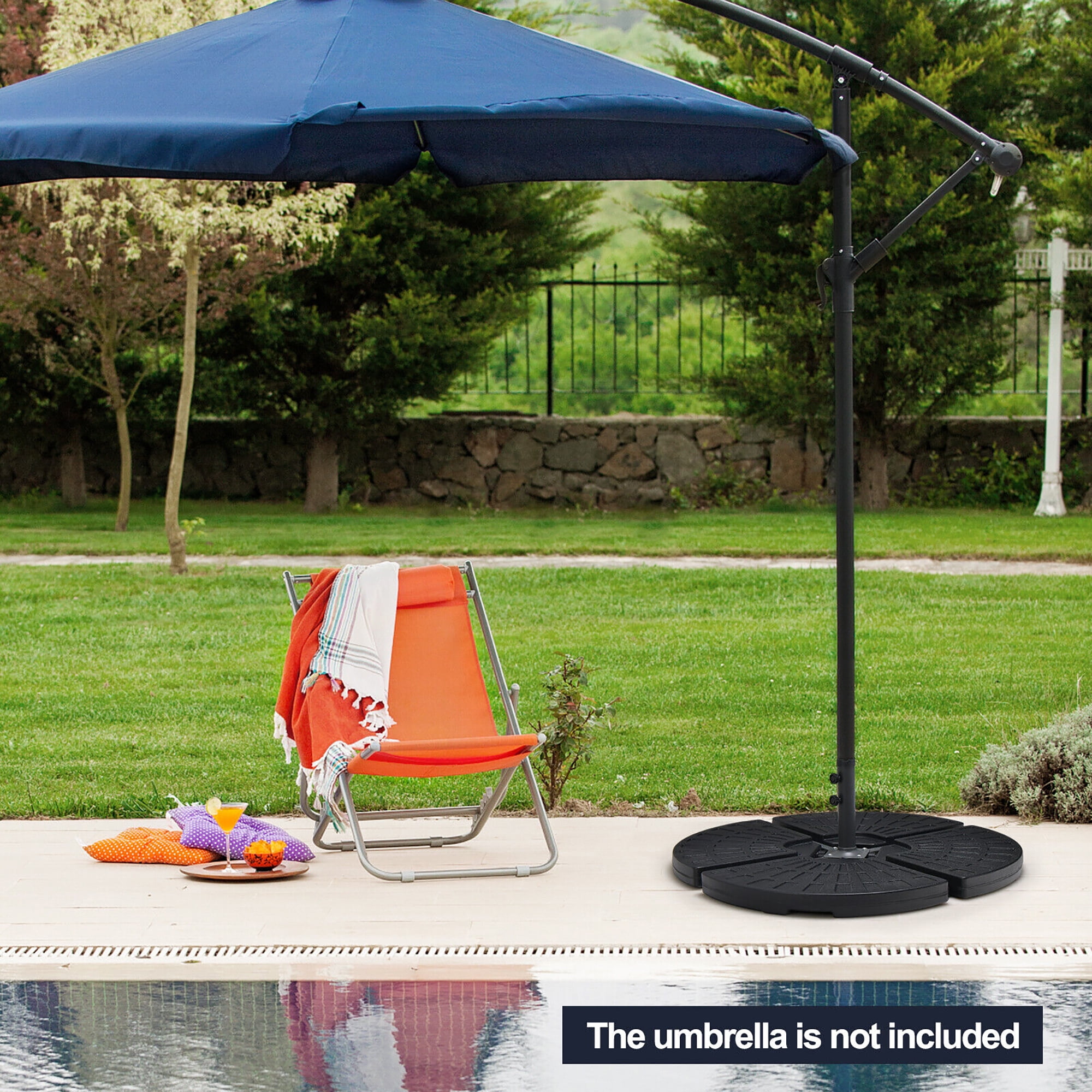 Gymax Patio 4PCS 185lbs Heavy Duty Cantilever Offset Umbrella Base Stand Water Outdoor