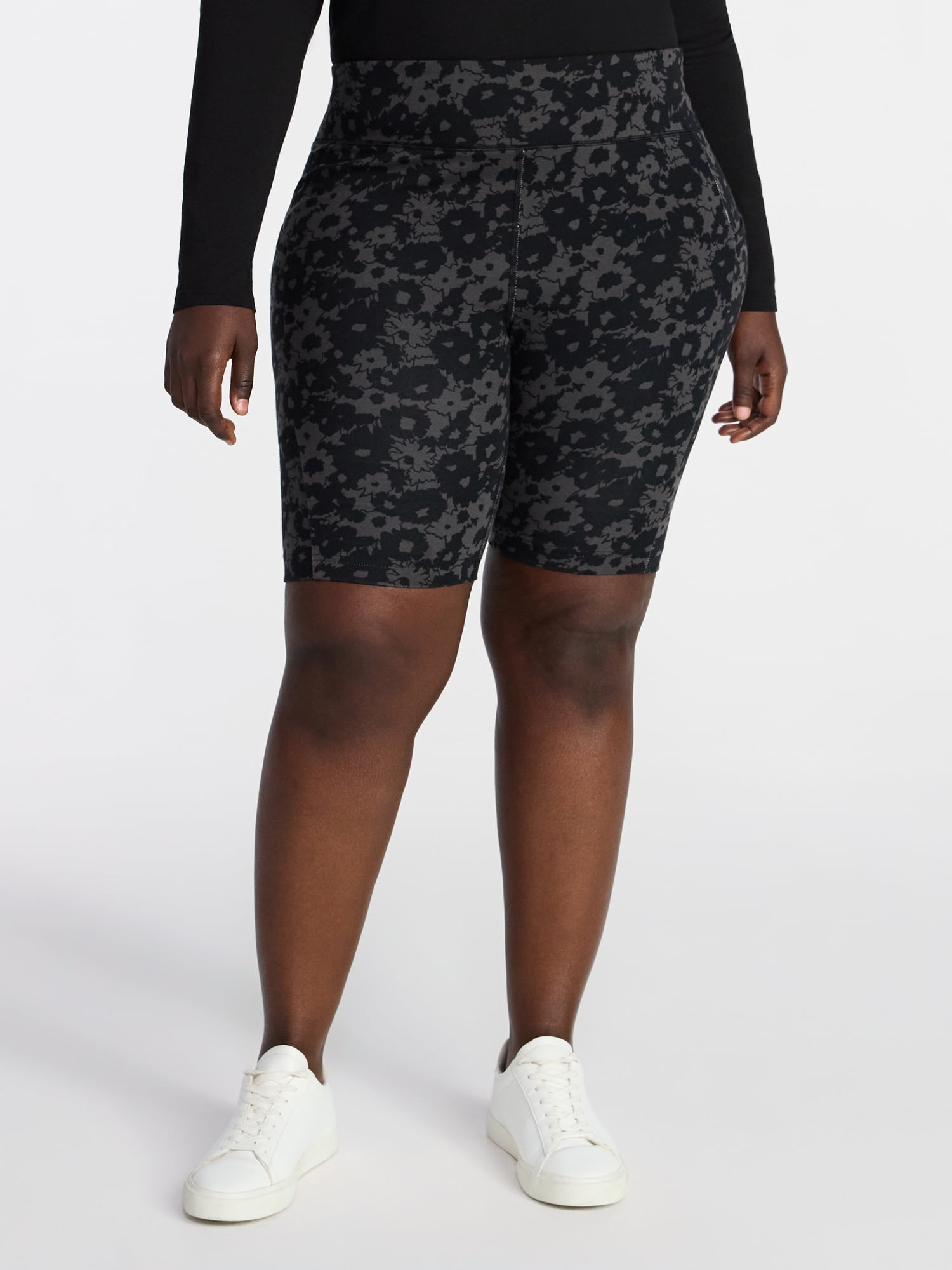 Terra & Sky Women's Plus Size Bike Shorts with Pocket, Sizes 0X-5X