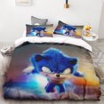 thumbnail image 3 of Funda nórdica 3D exquisita caricatura Sonic papel tapiz Anime impresión digital juego de cama edredón cama suave niños jóvenes regalo, 3 of 5