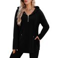 thumbnail image 6 of Yokua Women's Quarter Zip Waist Hoodie Pullover Long Hooded Sweatshirt, 6 of 8