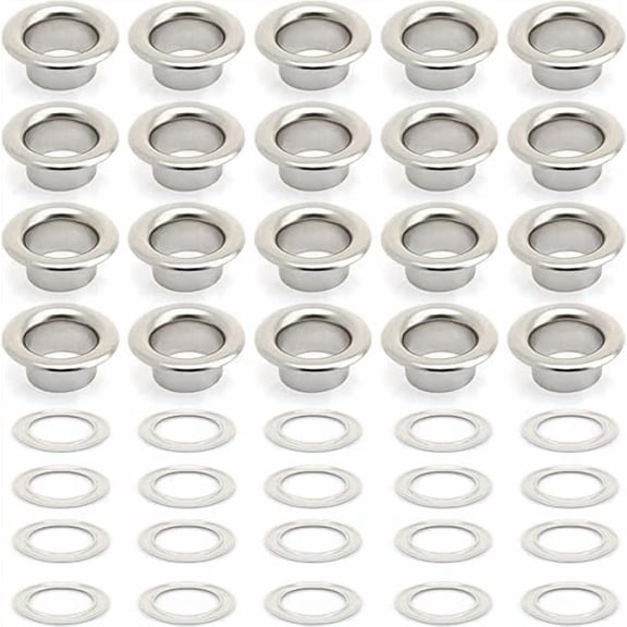1/4" Hole Size Metal Grommets Eyelets with Washers for Bead Cores, Clothes, Leather, Canvas (Silver, 100 Pack)