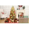 thumbnail image 6 of 4.5ft Artificial Christmas Tree with Warm White LED Lights,Snow Flocked Pre-Lit Christmas Tree with Red Berries for Dining Room, Living Room, Window Side,Fireplace,Green & White, 6 of 7