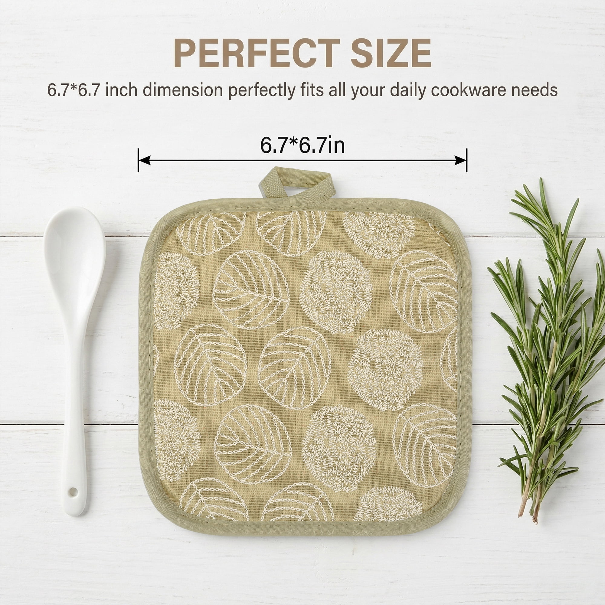 Unique Bargains Pot Holders Heat Resistant Non Slip Hot Pads for Kitchen Baking Khaki 4Pcs