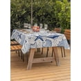 thumbnail image 4 of 60x84 Inch Outdoor Tablecloth with Umbrella Hole Zipper Rectangle Navy Blue Coastal Rectangular Tablecloths Outside Waterproof Nautical Ocean Shell Starfish Sea Rustic Patio Table Cover for Picnic, 4 of 8