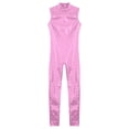 thumbnail image 4 of CHICTRY Kids Girls Metallic Long Jumpsuit Sleeveless Gymnastics Acrobatics Full Length Unitard Bodysuit Pink 8, 4 of 5