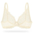 thumbnail image 4 of Wingslove Women's Sexy Sheer Lace Bra Underwire Unlined Plunge See Through Push Up Full Coverage Bra,Nude 38DDD, 4 of 8
