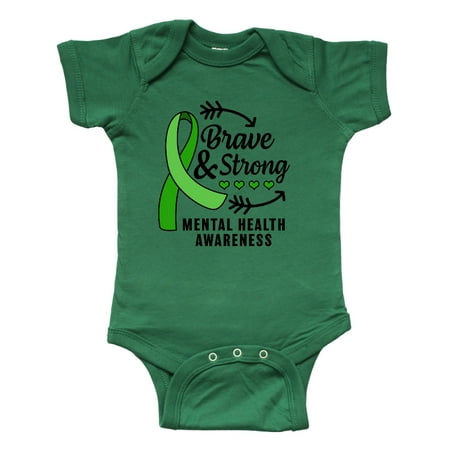 

Inktastic Mental Health Awareness Brave and Strong with Arrows Gift Baby Boy or Baby Girl Bodysuit
