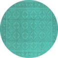 thumbnail image 1 of Ahgly Company Indoor Round Oriental Turquoise Blue Industrial Area Rugs, 3' Round, 1 of 4