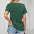 thumbnail image 4 of B91xZ T-Shirts d'Été pour Femmes Manches Courtes Décontracté Uni Imprimé Henley, Vert L, 4 of 4