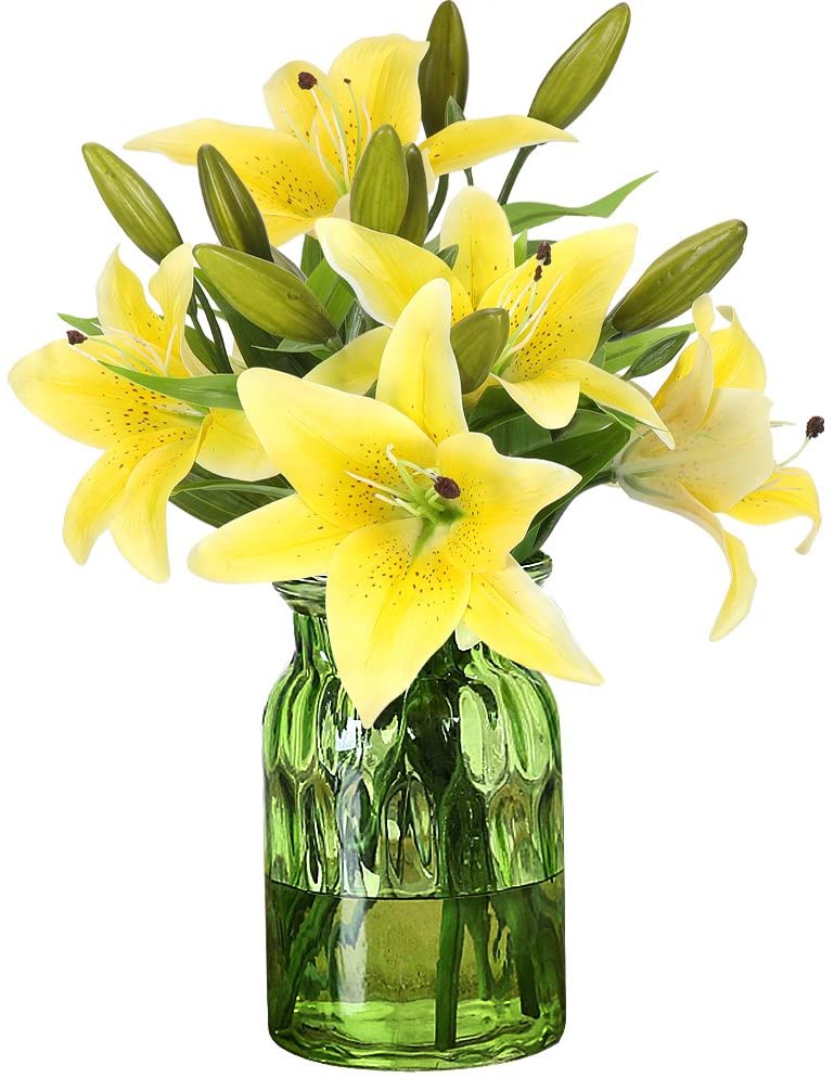 Artificial Flowers Fake Silk Lily with Stems Arrangements Real Looking