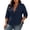 Navy, variant on Plus Size Pleated Blazer For Women, Ruffled 3/4 Sleeve Lapel Jacket, Button Down Casual Office Suit, Elegant Business Work Wear, Feminine Cut Yellow XL