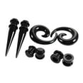 thumbnail image 5 of Unisex 8 Pieces black color ear Gauges Stretching Acrylic Tapers,Tunnels,Spiral 8mm, 5 of 6