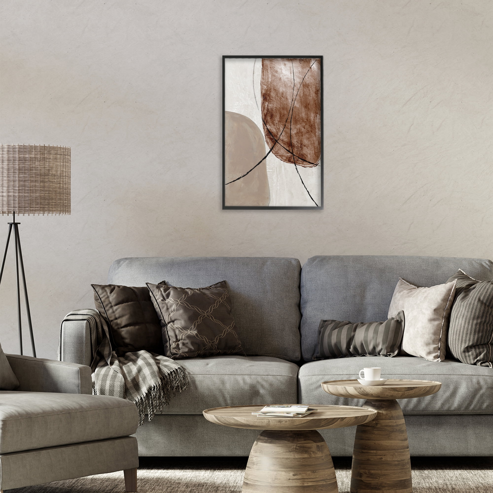 Stupell Industries Taupe & Brown Abstract Black Framed Giclee Art, design by Merri Pattinian