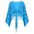 thumbnail image 5 of GJSYRH Womens 3/4 Sleeve Shrug Sheer Mesh Cardigans Tie Front Cropped Lightweight Bolero Shawl Top for Casual Going Out Sky Blue S, 5 of 6