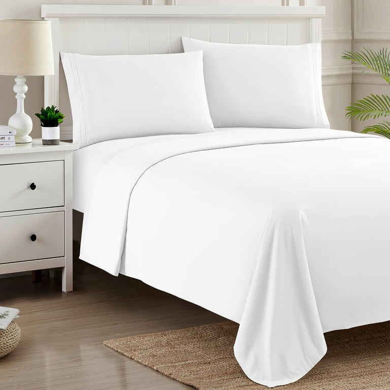 Sweet Home Collection 1800 Series Bed Sheets - Extra Soft Microfiber Deep Pocket Sheet Set - White, Twin