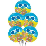 PMU Summer - Beach Balloon 18 Inch Mylar Striped Flip Flop Pkg/5