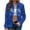 Blue, variant on APEXFWDT Women's Zip Up Bomber Jacket Floral Lace Baseball Collar Long Sleeve Regular Fit Jacket Fashion Mesh See Through Lightweight Coat