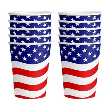 Pack of 12 American Flag Disposable Party Cups, 16 oz Patriotic USA Themed Drinkware for 4th of July & Celebrations