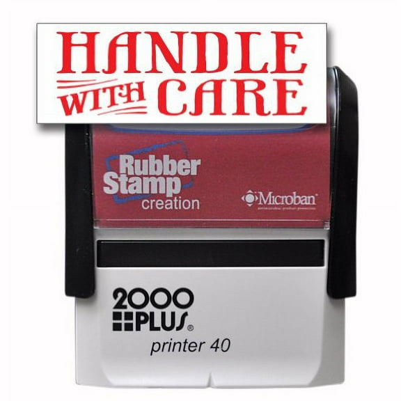 HANDLE WITH CARE Self Inking Stamp - Red Ink (Large)