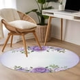thumbnail image 4 of Spring Flowers Round Area Rug 3.3Ft Washable Circle Rugs for Dining Room Table, Botanical Purple Floral Leaaves Gradient Non-Slip Carpet Floor Mats Indoor Outdoor Carpet Runner Aesthetic Home Decor, 4 of 8