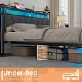 thumbnail image 5 of Merluxy Queen Size LED Bed Frame, Storage Headboard with Charging Station, Linen Upholstered Headboard,Rustic Brown, 5 of 7