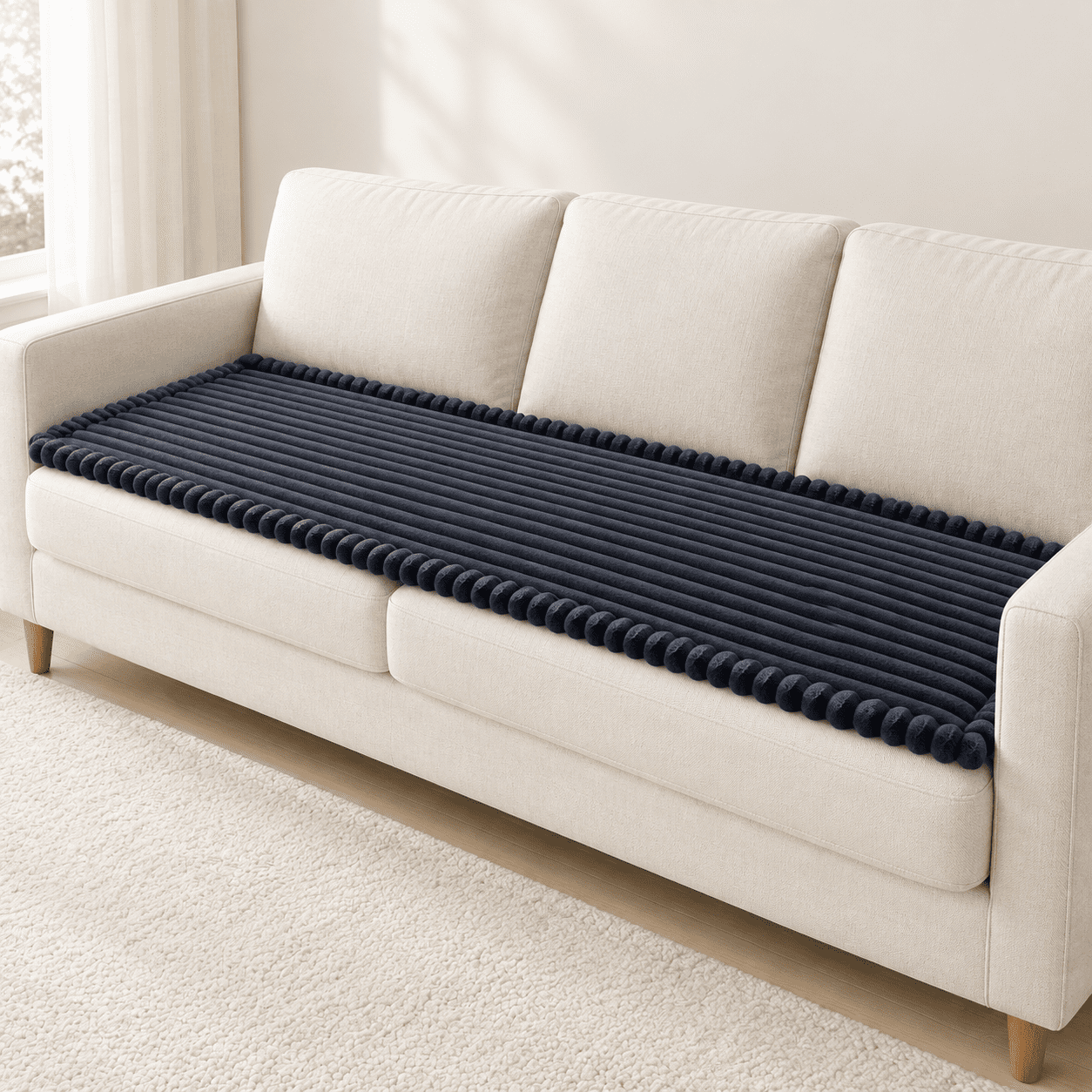 Pet Couch Covers For Sofa With Thick Filling And Non-slip Bottom Sectional Washable Friendly Pets(/27.5 x 82.6 Dark Navy)