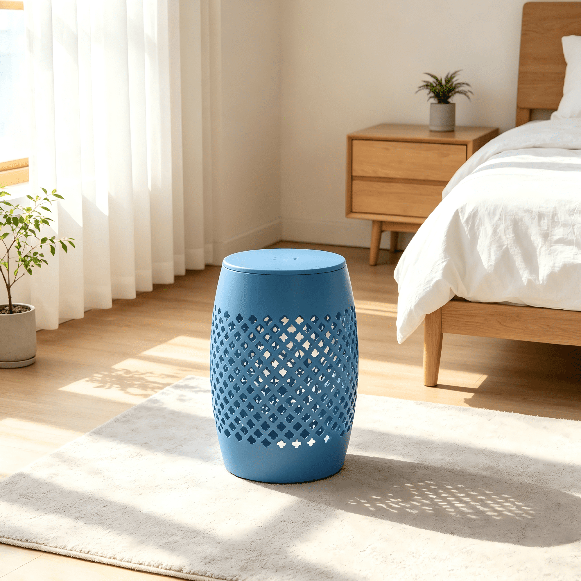 AC Pacific Powder Coated Iron Outdoor Blue Side Table