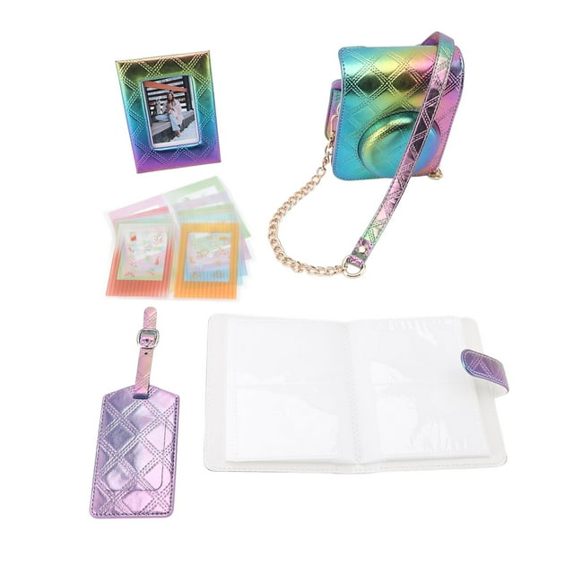 Accessories Kit for Mini 12 Instant Camera Case + Photo Album + Frames + Boarding Pass Shell + DIY Sticker, Square Plaid Embroidery Thread