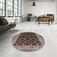 thumbnail image 3 of Ahgly Company Indoor Round Mid-Century Modern Red Oriental Area Rugs, 3' Round, 3 of 6
