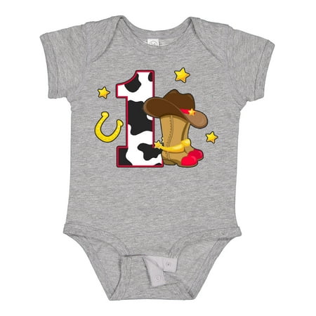 

Inktastic Cowboy Birthday One Year Old with Cowboy Boots Gift Baby Boy Bodysuit