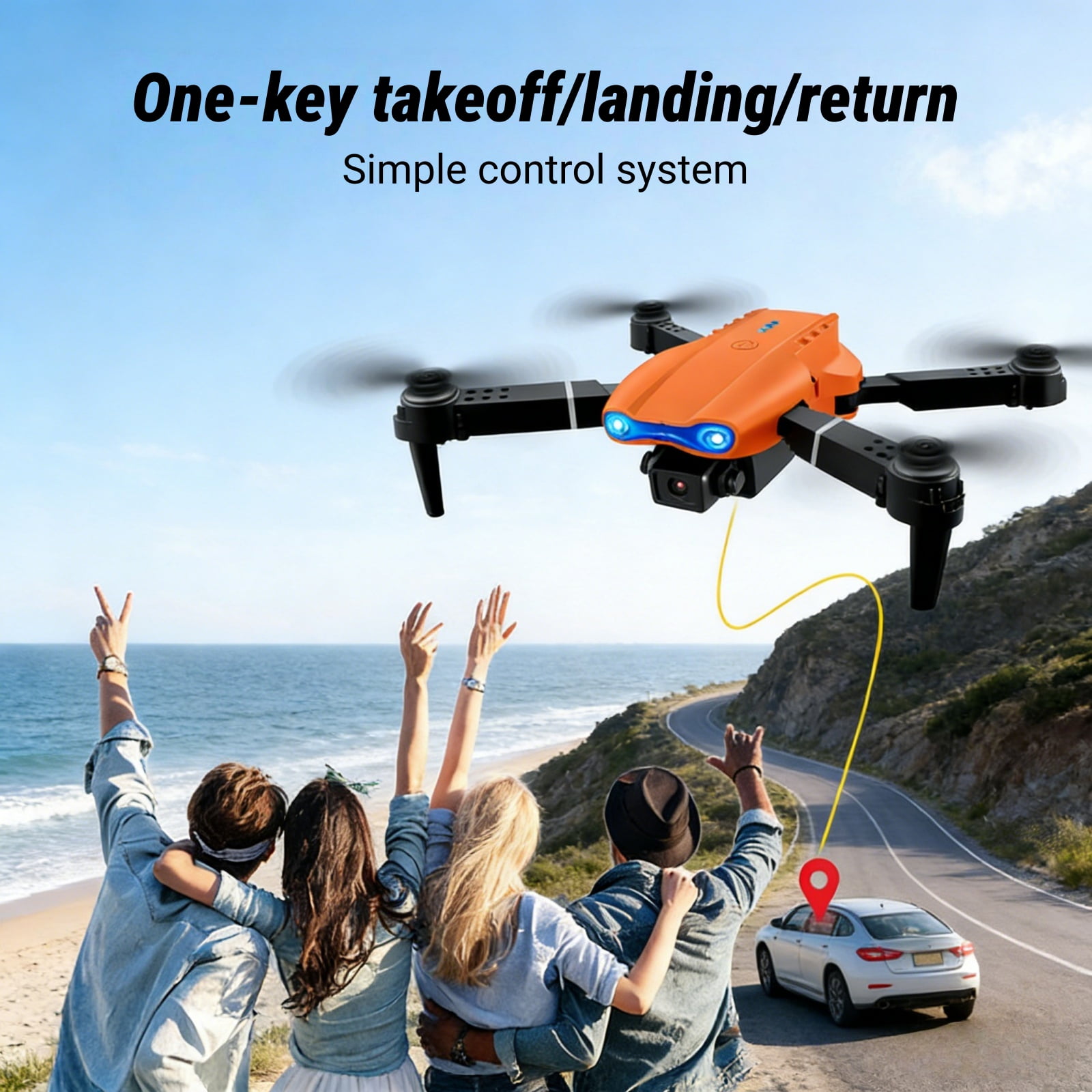 Ourlife 2.4" Screen Remote Dual Camera Drone with 1000mAh Rechargeable Battery, HD RC Quadcopter with Live View Display for Beginners, Orange.