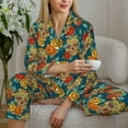 thumbnail image 6 of Yiaed Skull And Flowers Print Pajamas Women's Long Sleeve Sleepwear Soft Button Down Loungewear Pjs Lounge Set Nightwear Womens Pajama Pants-Large, 6 of 7