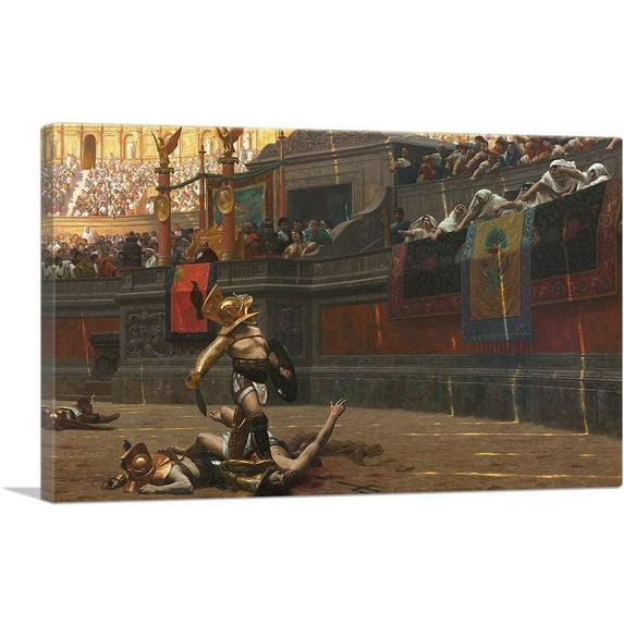 ARTCANVAS Pollice Verso Gladiator Thumbs Down 1872 Canvas Art Print by Jean Leon Gerome - Size: 18" x 12" (0.75" Deep)
