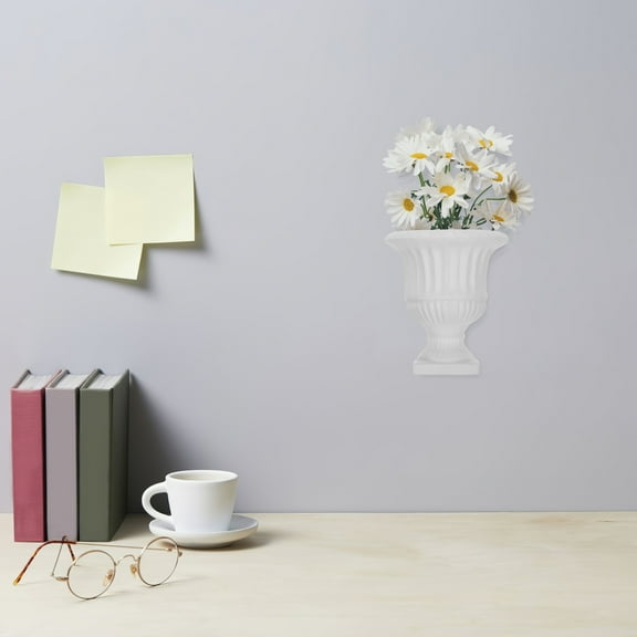 Hemobllo Dried Flowers Vase Vintage Wall Flower Vase White Plaster Floral Decor for Interior Designers 1 Piece