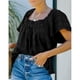 thumbnail image 4 of Camiseta Jacquard, Elegante Poliéster Con Ribete De Volantes, Suelta Para Mujer Para Picnic Al Aire Libre ANGGREK AH2693, 4 of 6
