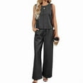 thumbnail image 3 of Women's Two Piece Denim Suits Sleeveless, Wide Leg Jeans & Pants, Outerwear Vests (Women's), 3 of 9