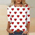 thumbnail image 2 of Plus Size Tops for Women Valentines Crewneck 3/4 Sleeve Tshirts Cute Heart Basic Tunic Holiday Top, 2 of 4