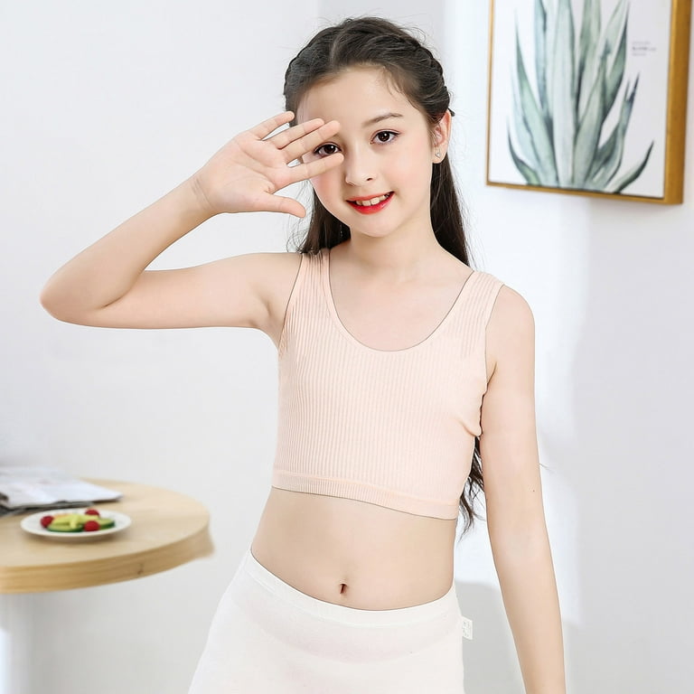 Kids Girl Bra Underwear Ultra Soft Breathable Cotton Bras Vest Solid One  Piece Everyday Bras for Children 