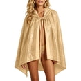 thumbnail image 2 of Lutiedan Medieval Renaissance Cloak with Hood Unisex Adult Sequin Cape Halloween Party Costume Short Cape for Women Men, 2 of 7