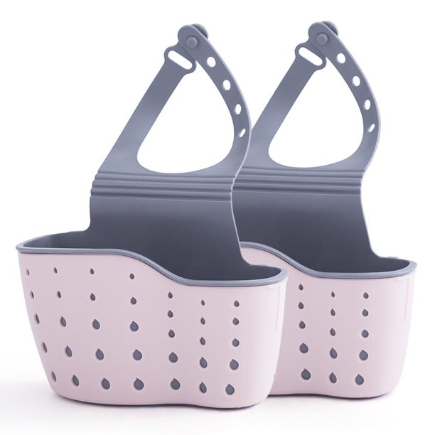 Fregadero de cocina Caddy soporte de esponja soporte de jabón de plástico de silicona colgante Correa Ajustable grifo Caddy con orificios de drenaje para secado Adepaton WMPH-622-3