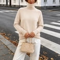thumbnail image 7 of Cmfcve Womens Turtleneck Sweater Long Sleeve Slim Fit Casual Pullover Knit Shirs Fall Winter Basic Layering Top, 7 of 7