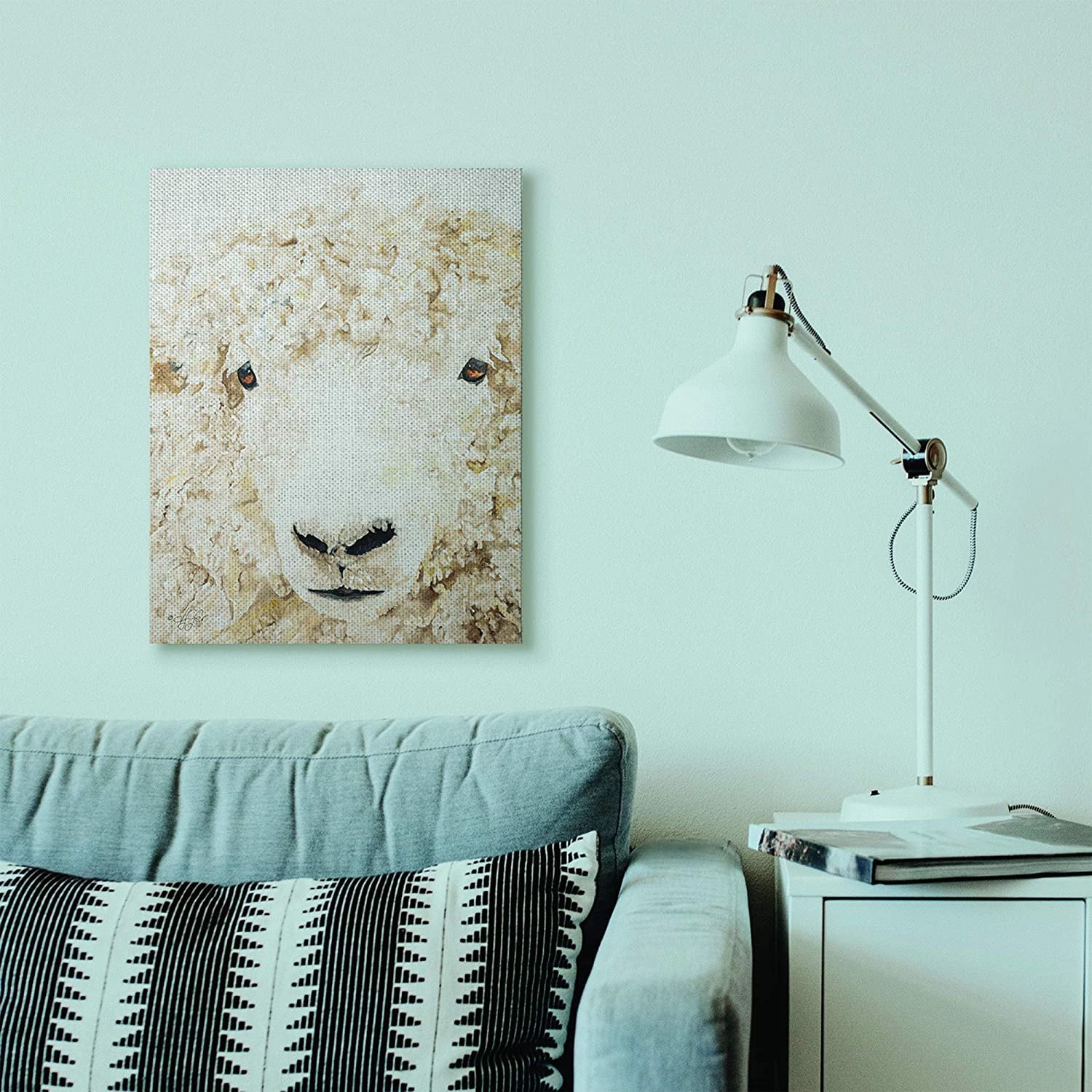 Stupell Home Décor Sheep Portrait Farm Animal Painting Canvas Wall Art by Diana Fifer