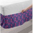thumbnail image 2 of Tropical Bed Skirt, Exotic Flowers and Royal Fern Leaves Paradise Foliage Holiday Thematic, Elastic Bedskirt Dust Ruffle Wrap Around for Bedding Decor, 4 Sizes, Hot Pink and Purple, by Ambesonne, 2 of 2