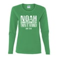 thumbnail image 2 of Wild Bobby Noah Was A Conspiracy Theorist Inspirational/Christian Women Graphic Long Sleeve Tee, Kelly, Small, 2 of 5