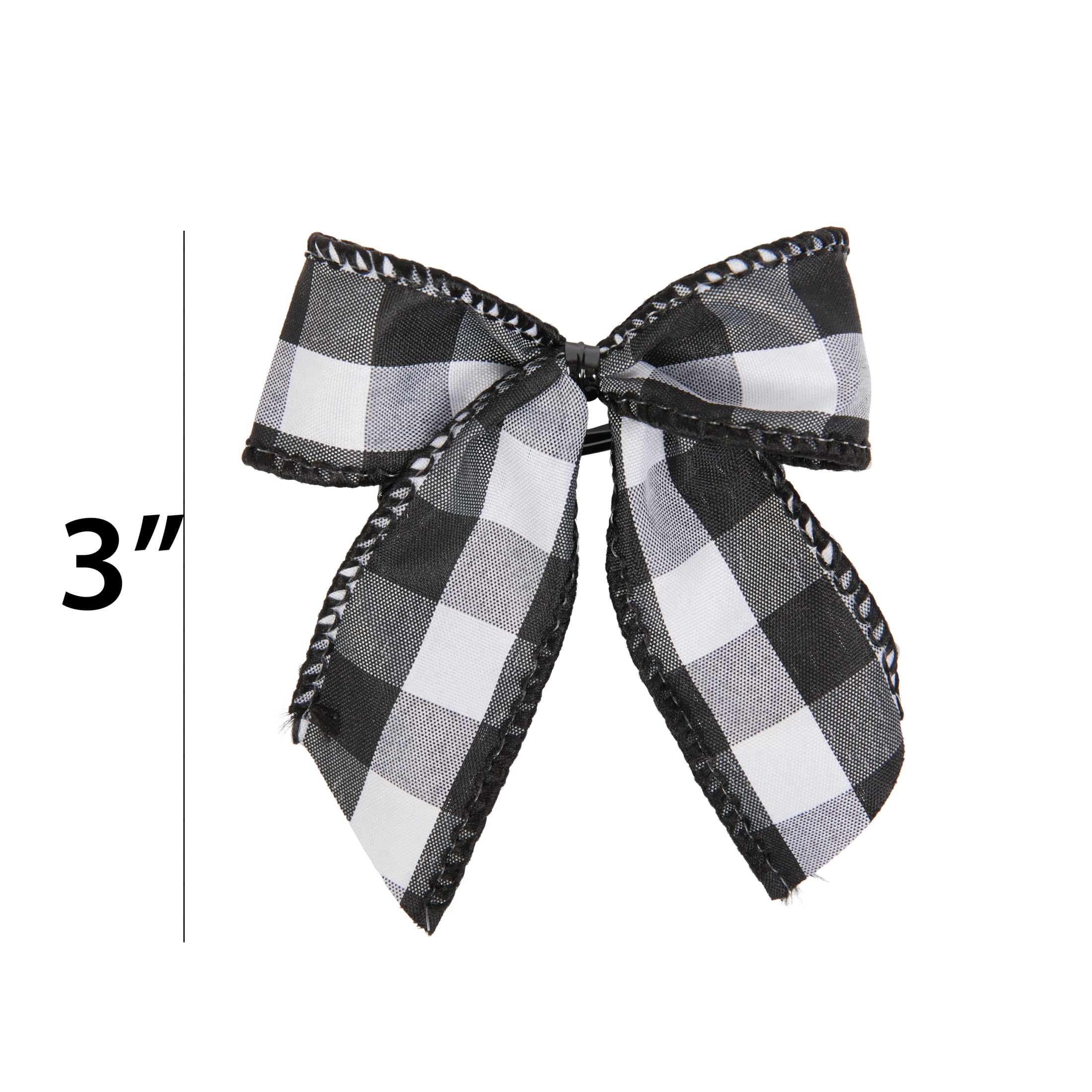 White & Black Buffalo Plaid Mini Bows, 6 Count, by Holiday Time