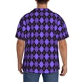 thumbnail image 3 of Gukieu purple argyle Print Men's Short-sleeved Shirts, Button-down Pocket Shirts, T-shirts, Beach Vacation Travel Summer Clothing-Medium, 3 of 5