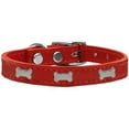 thumbnail image 1 of Silver Bone Widget Genuine Leather Dog Collar Red 22, 1 of 2