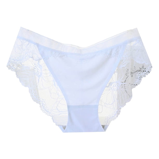 Gibobby Paquete de Tanga para dama Ropa interior de mujer Encaje Cintura media Encaje Calzoncillos elásticos transpirables Bragas cómodas para damas(Blanco,Talla única)